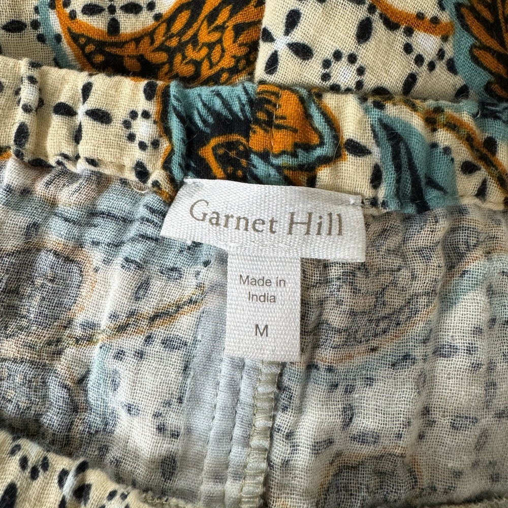 Garnet Hill High Waisted Boho Bohemian Pattern Pants 100% Organic Cotton - Picture 9 of 11